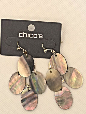 Chico's Mother-of-Pearl Goldtone Earrings NWT MSRP $30 Stunning